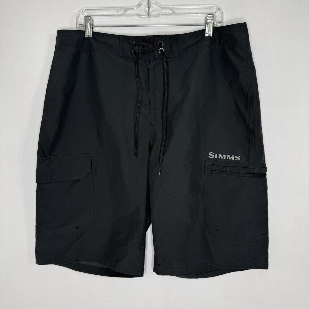 Simms Swim Shorts Mens 36 Black Solarflex Board Shorts Cargo Fishing Outdoor